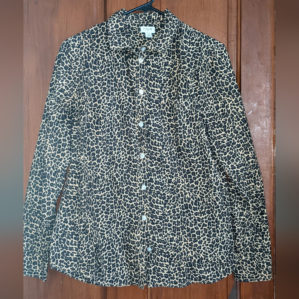 J. Crew Leopard Animal Print Button Down Top